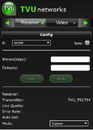 TVU One receiver status window