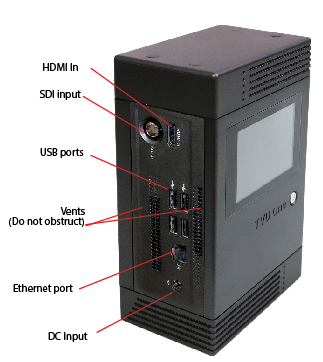 TVU One transmitter left-side panel (form factor 1)