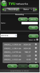 TVU Pack recording screen