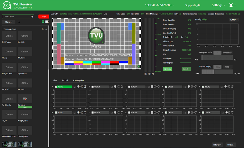 TVU Receiver Web UI