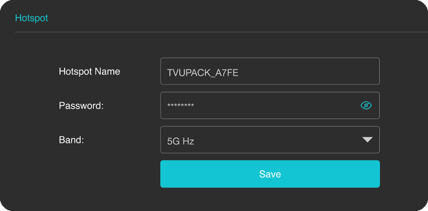 TVU Router Hotspot screen