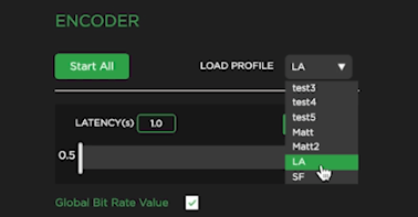 Encoder load profile menu