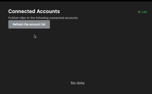 Connected accounts window