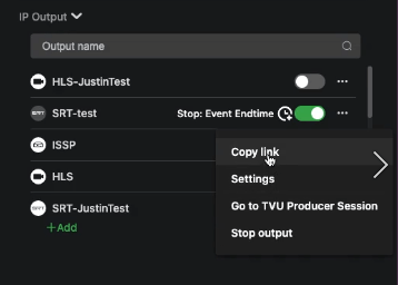 SRT output copy link