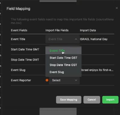 edit field mapping information