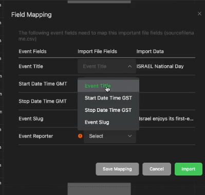 edit field mapping information