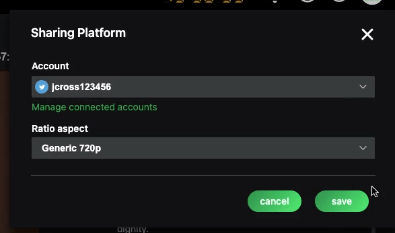 sharing platform settings