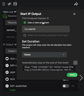 Start IP Output