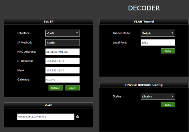 Decoder router server configuration