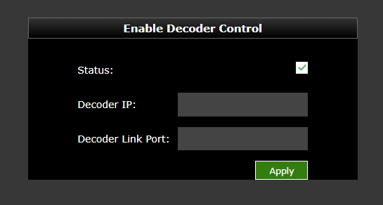 Enable decoder control panel