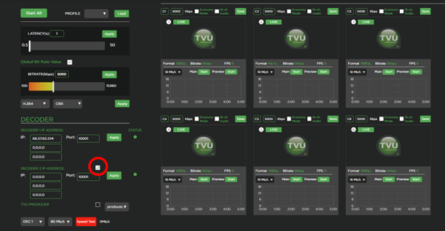 Enable dual live decoder settings