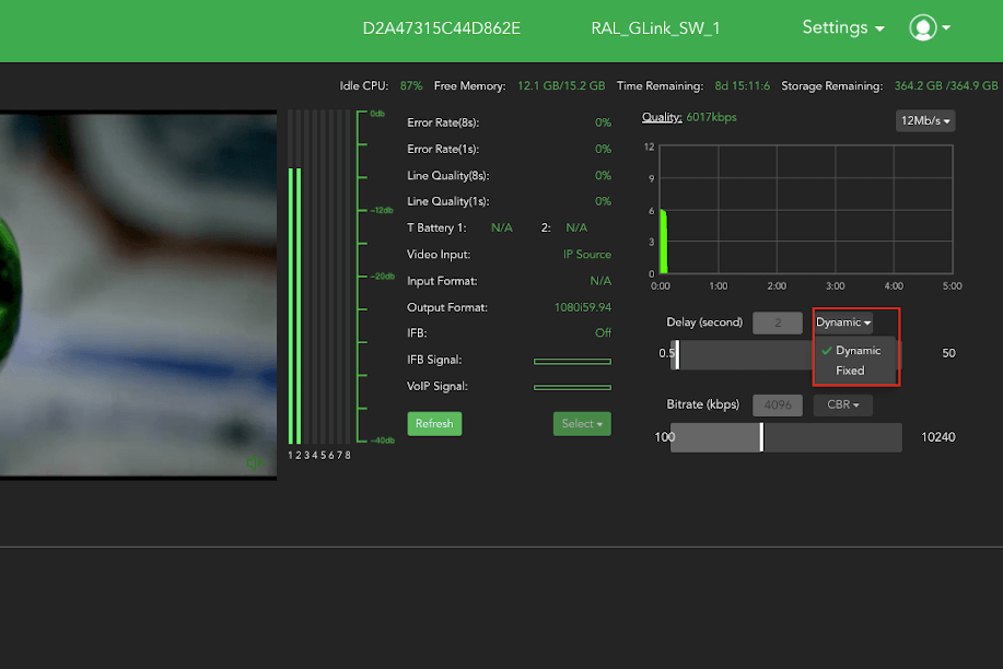 G-Link Dynamic latency configuration