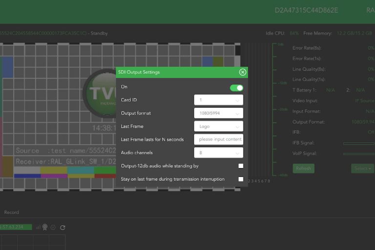 G-Link Encoder dialog - SDI Output setting