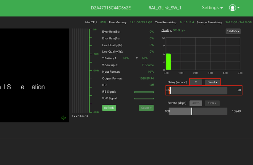 G-Link Fixed latency configuration