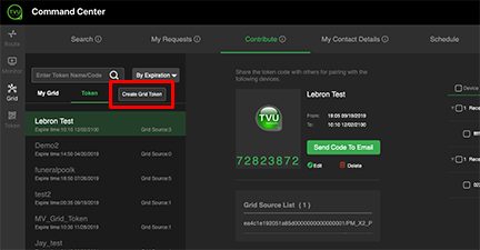Create new Grid token button