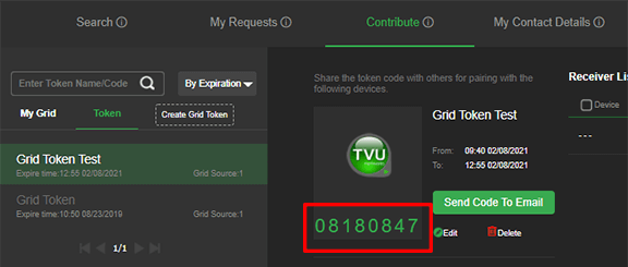 Grid Token code and expiration set