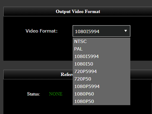 Output Video format selection
