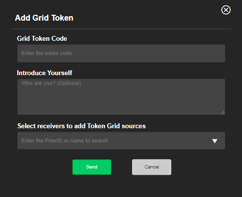 Add Grid token pop up