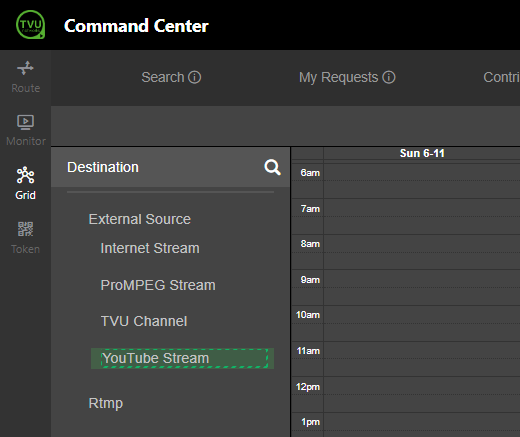  Grid tab - Schedule page Destination panel