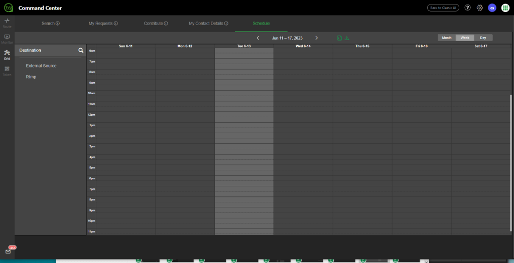 Grid tab Schedule page