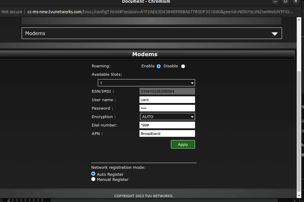 Modem menu