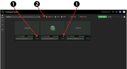 Receiver Control page - Advanced and status functions