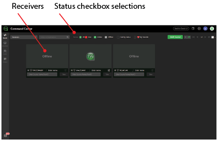 Receiver control page