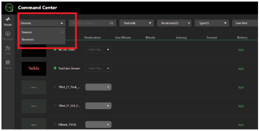 Receiver selection - Grid tab