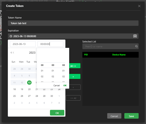 Set Token expiration date