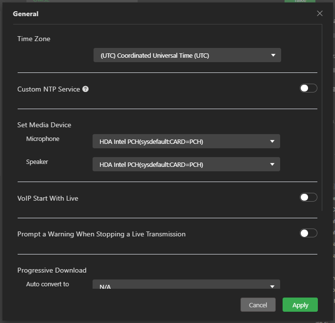 Setting general window