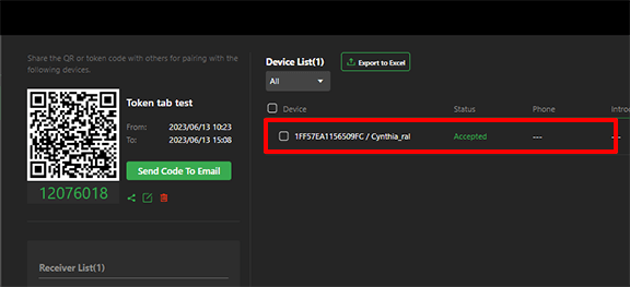 Device accepted status