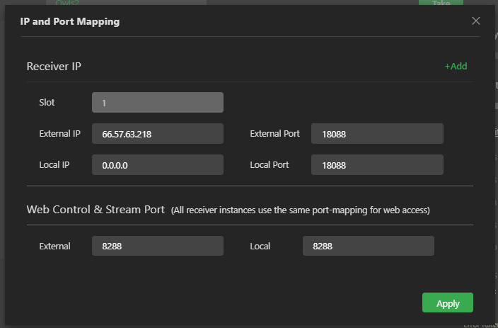 setting IP and port mapping