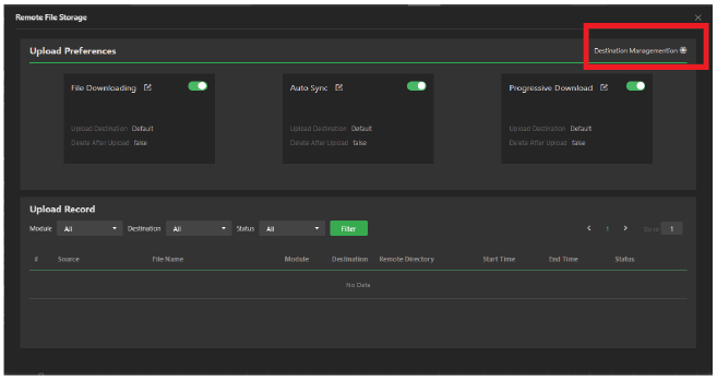 Remote file storage destination link