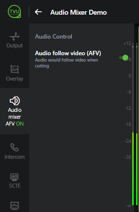 Audio mixer AVF toggle ON
