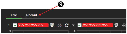 Data transmission panel Mode selections