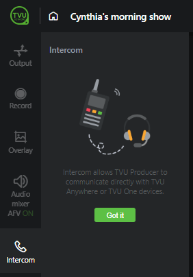 Intercom tab