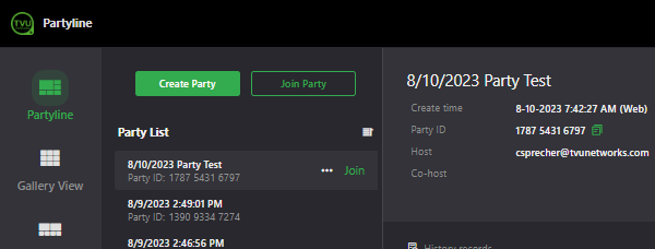 Partyline workbench join