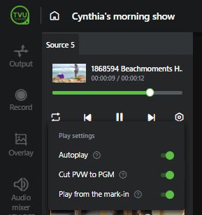 clip player settings menu