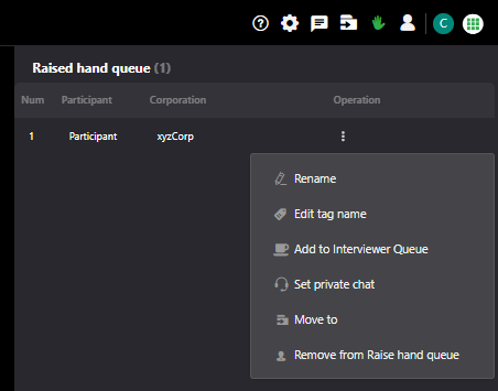 raised hand queue settings