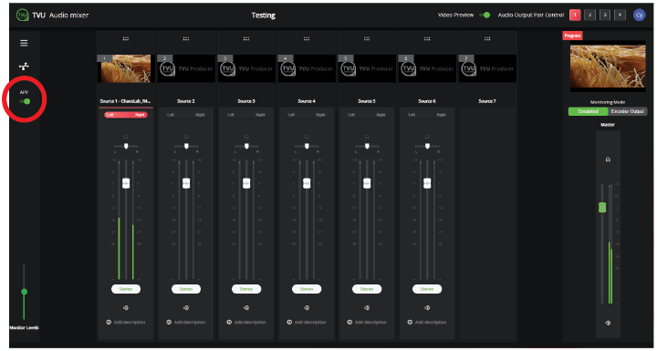 Advanced Audio Mixer AFV toggle