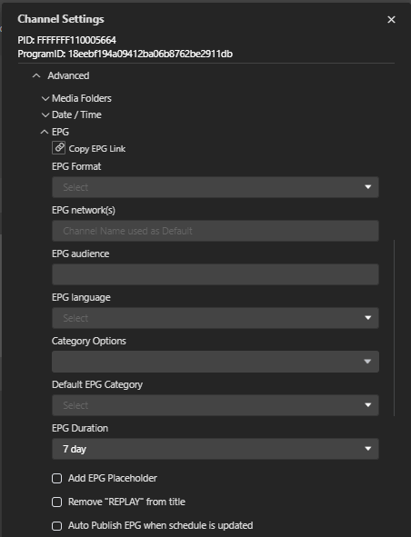 Channel settings configuration advanced 1a