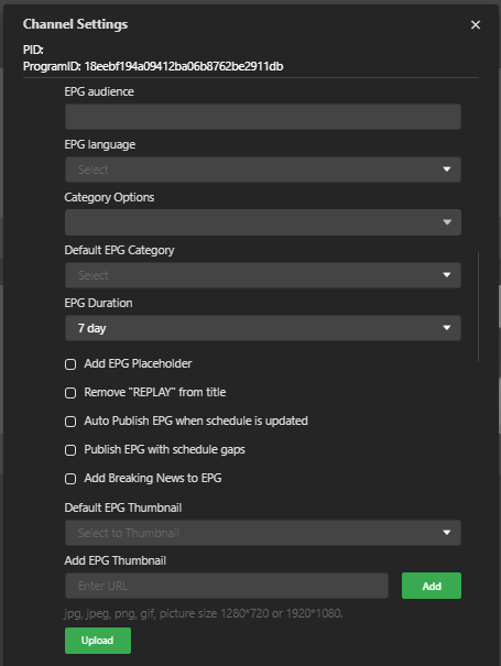 Channel settings configuration advanced 2