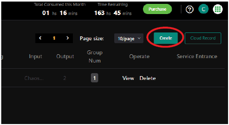 Create event button