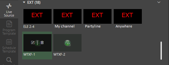 Channel Live source tab