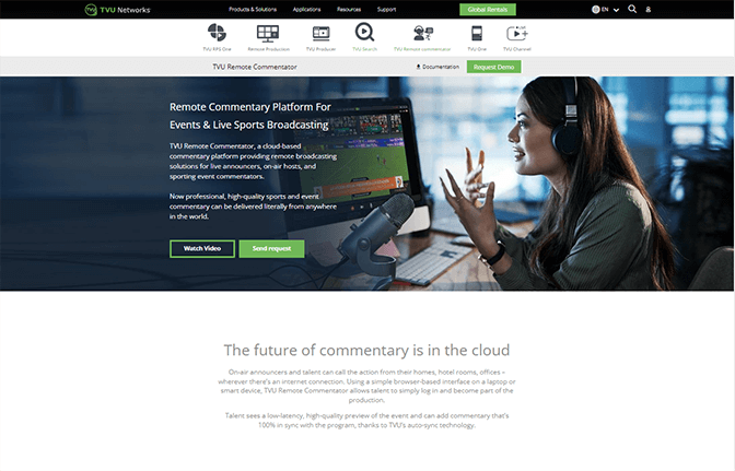 TVU Remote Commentator landing page