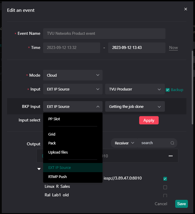 c room add backup receiver