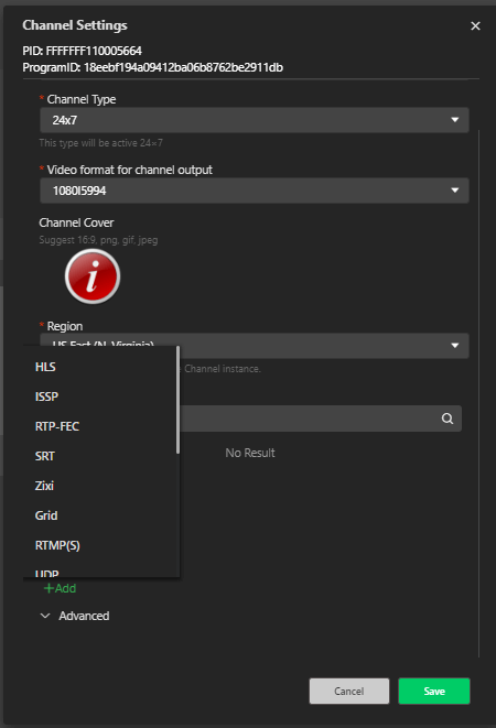 Channel output setting