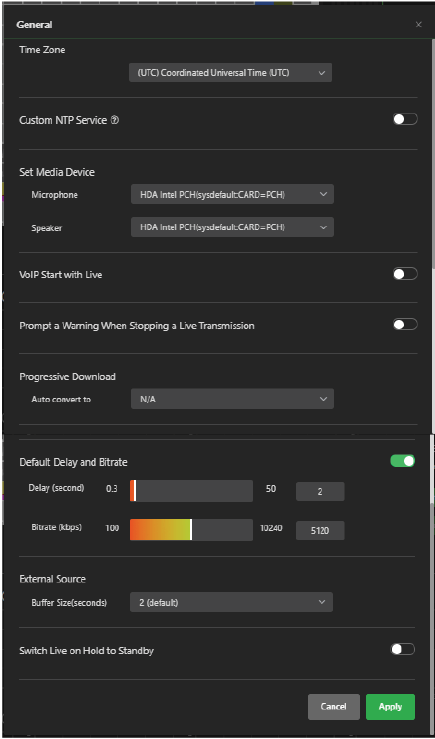 General window settings