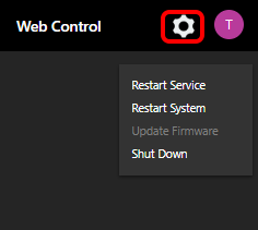 TVU Web Control gear icon