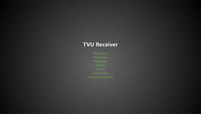 TVU receiver landing page v7.9